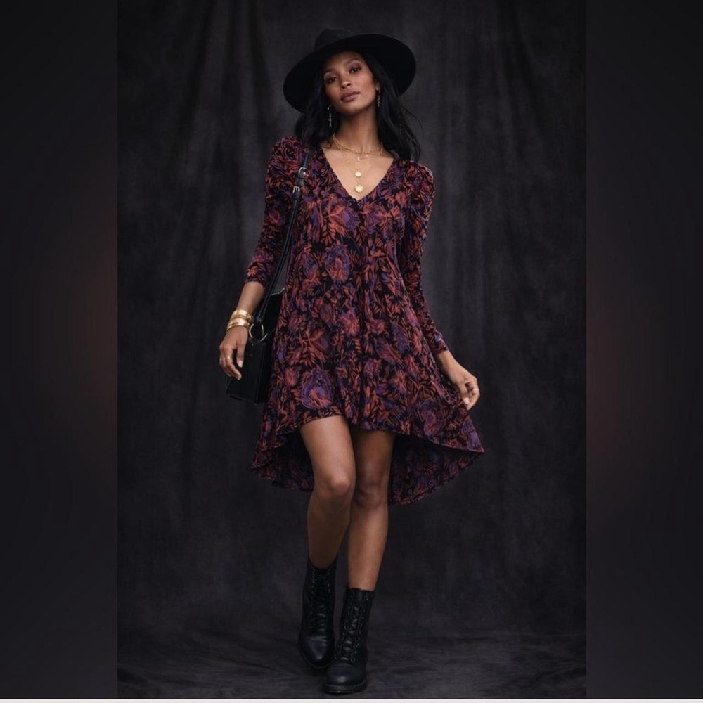 Free People Hello Lover Swing Floral V-Neck Dress or Tunic Sz L